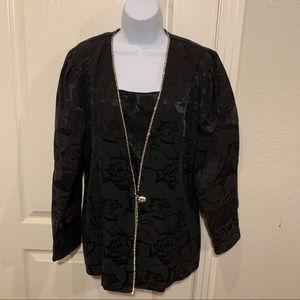 Black sheer floral 2 piece set